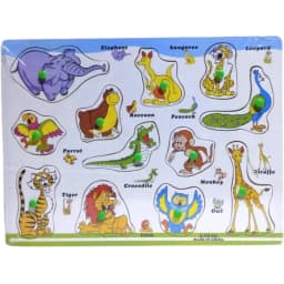 Animal Set Wooden 3D Peg Puzzle Montessori Smart Educational Puzzle Toy For Kids Children Thumbnail 3
