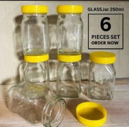 Elegant 250ml Glassware Jars Set of 6 Premium Pieces Thumbnail 1