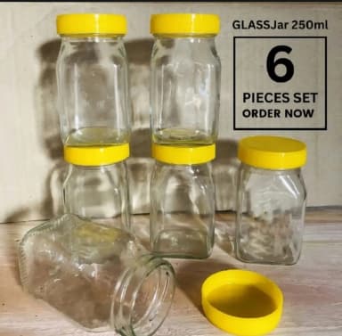 Elegant 250ml Glassware Jars Set of 6 Premium Pieces