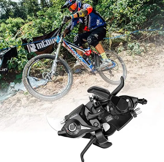 2 Pcs Mountain Bike Brake Lever, Bicycle Brake Shifter Set Visible Optical Gear Display Indicator With Brake Cable 3 Speed(Left Side) And 7 Speed(Right Side) 3