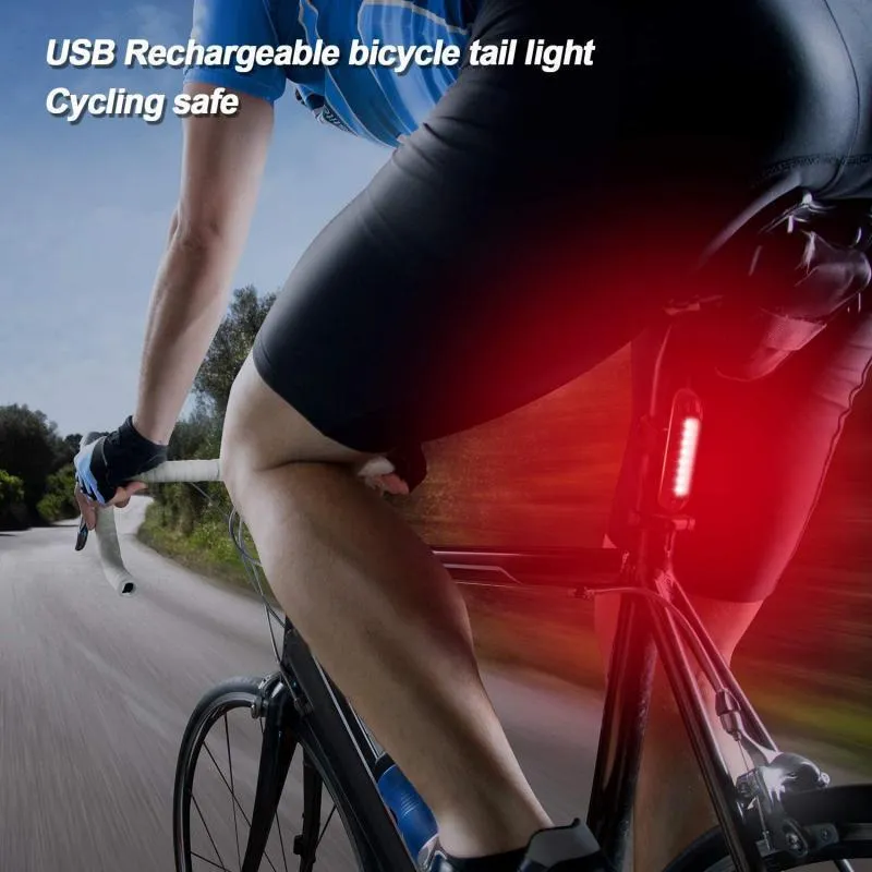 Bicycle 5 Modes LED USB Rechargeable Sleek Design Tail Light with Multicolor Lights 2