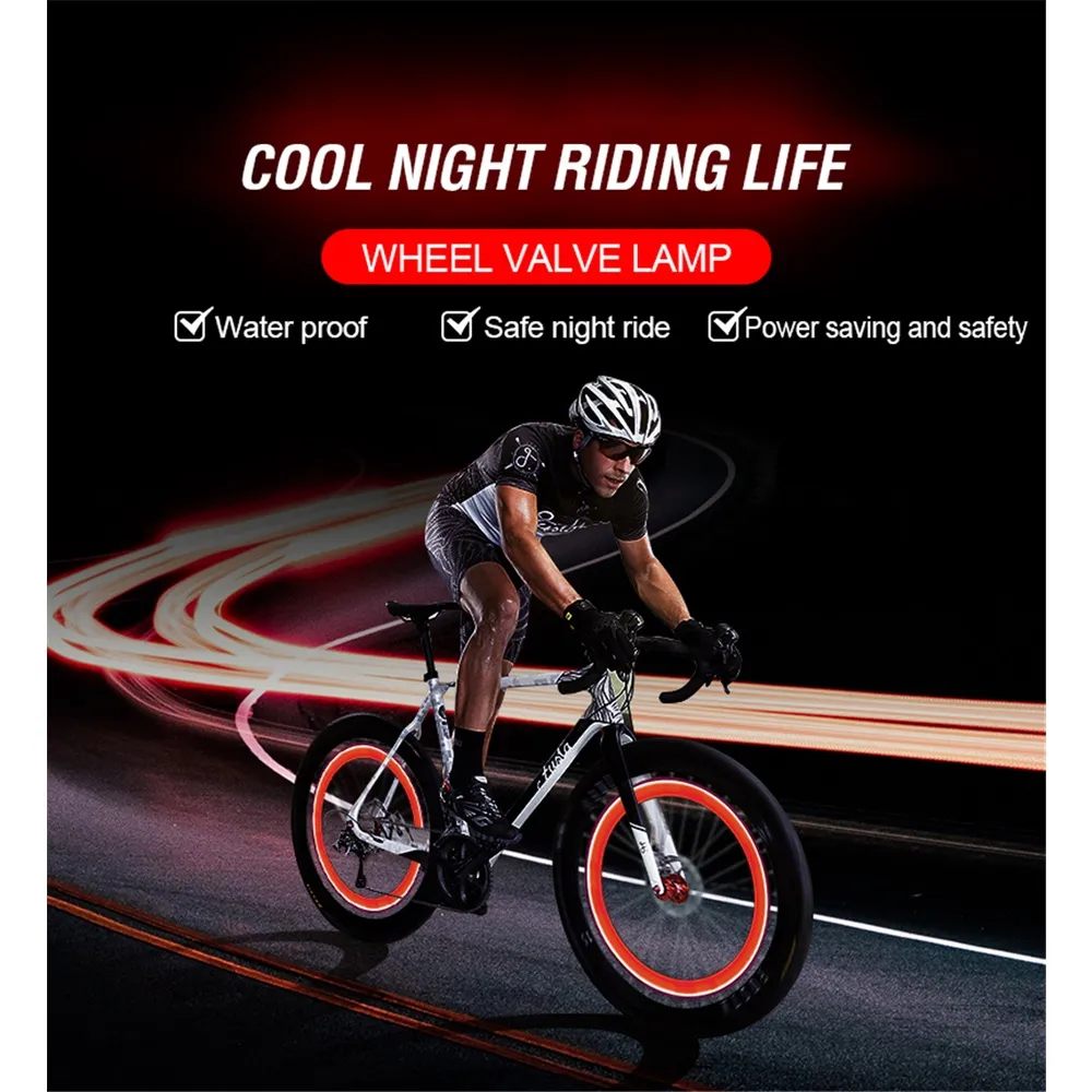 2PCS PAIR Bicycle Light LED Valve Light Tire Safety Warning Flashlight Spoke Light 3