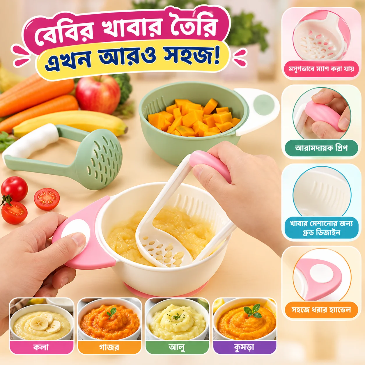 Baby Food Mash Bowl – BPA Free Food Grinding Bowl for Homemade Baby Food 4