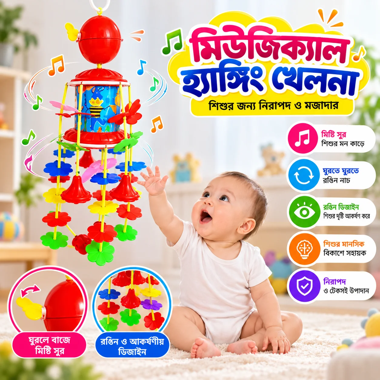 Merry Go Round Musical and Visual Toy For Your New Born Baby 1