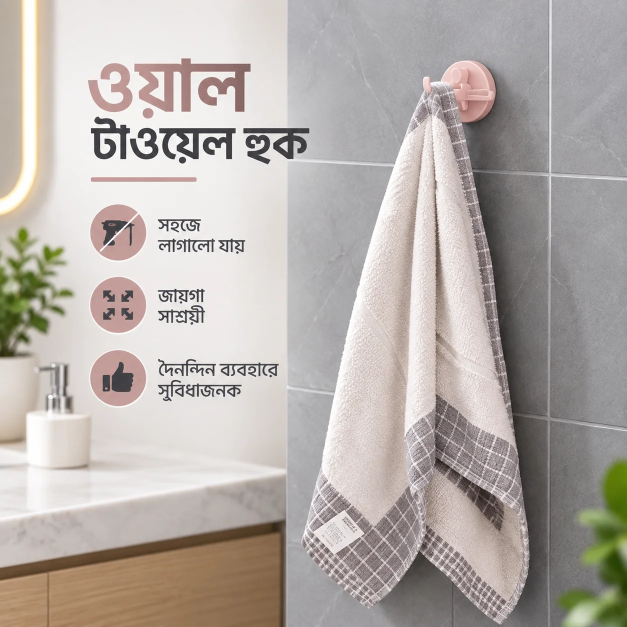 Multifunctional bathroom wall shelf free punching seamless trace rack rotating hook strong 3 branch rotating sticky hook 4