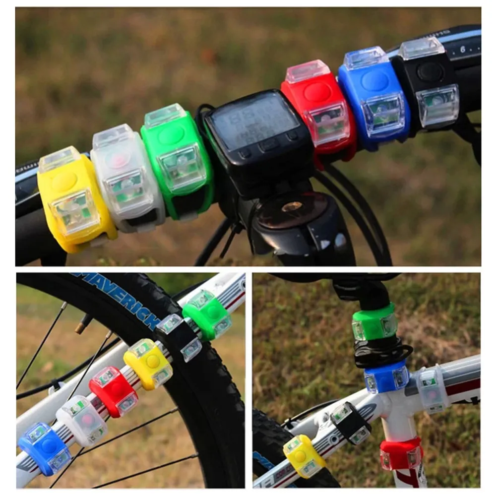 Silicon LED Bike Light Light Handle Light Waterproof Safety Alert Rear Back Lamp Battery Cycling Telolite Cycle Accessories cycle light 1