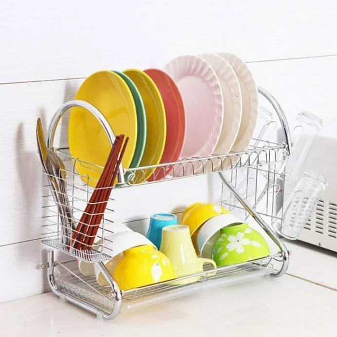 2 Layer Stainless Dish Drainer Rack 2