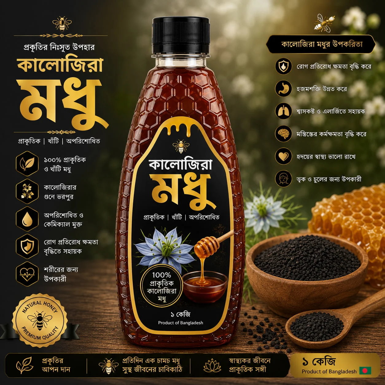 Kalojira Honey – 1 KG | Pure Black Seed Honey | কালোজিরা মধু 2