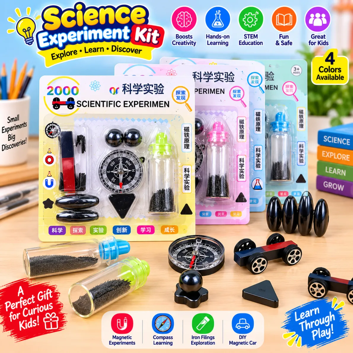 Science Experiment Magnets KIT for Education Science Experiment Tools with Magnet Car, Compass, Singing Magnets and more 1