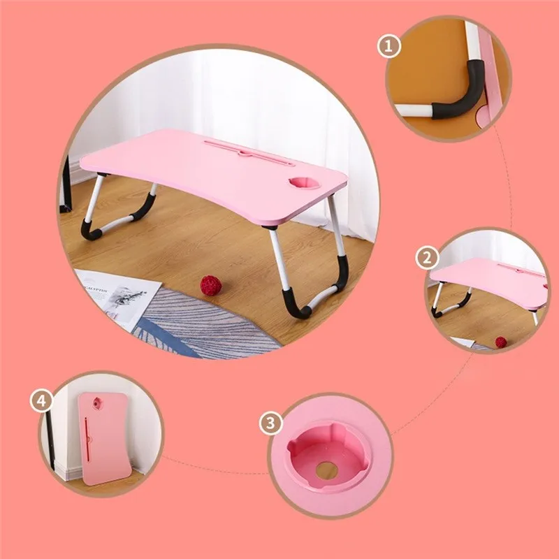 Foldable Laptop Table-Pink For Reading, Writing, Eating, On Bed 5