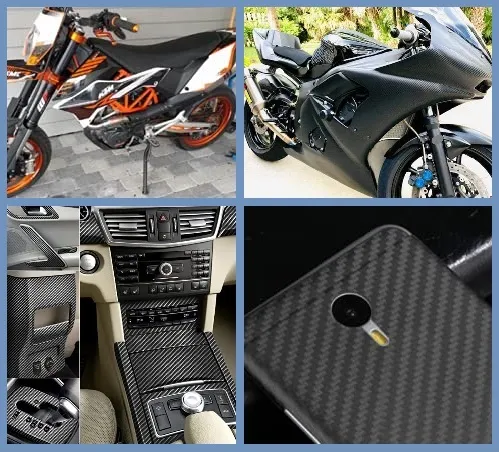 Sticker Black Carbon Fiber 18 3 Vinyl Wrap Texture 3D self adhesive DIY Decor Bike Motorcycle Car stickers 2