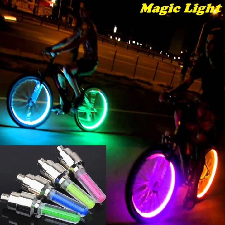 Bike Motorcycle Cycling LED 1 Pair Rainbow RGB Color Bike Wheel Tire Light 2