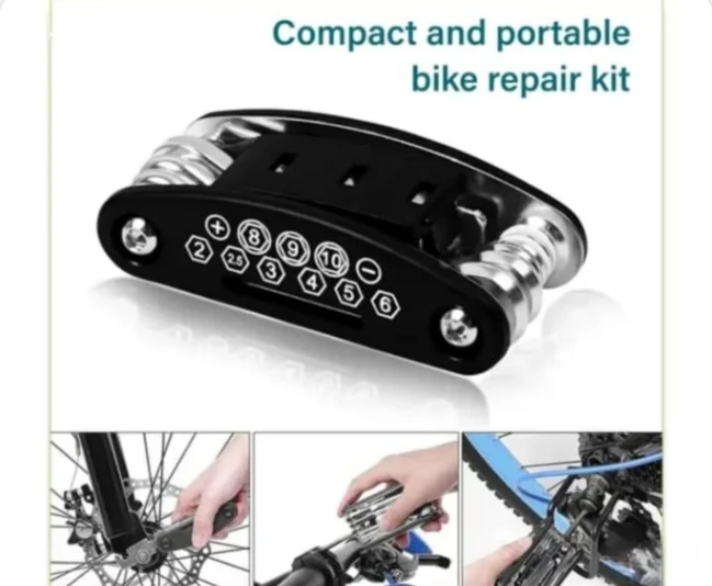 4-in-1 Bicycle Accessories Combo – Comfortable Seat Cover, Multi-Tool Kit, LED Front Headlight with USB Charging, and Anti-Theft Lock Cable | Essential Bike Accessories for Cycling 3
