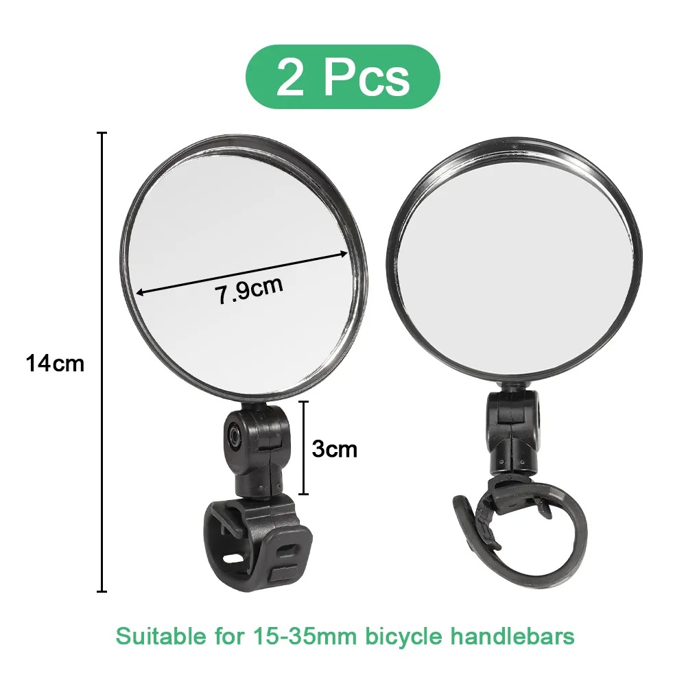 Universal Bicycle Rearview Mirror Adjustable Rotate Wide Angle Cycling Handlebar Rear View Mirrors 2 Pc 1