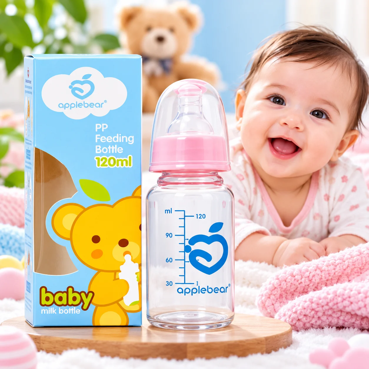 Apple Bear (120ml ) Baby Feeding bottle Baby Feeder, Baby Mum Pot 4
