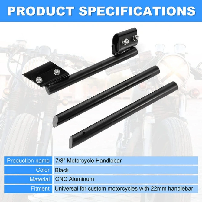 Motorcycle 3 Part Motified Handle Bar (Black Color) 4