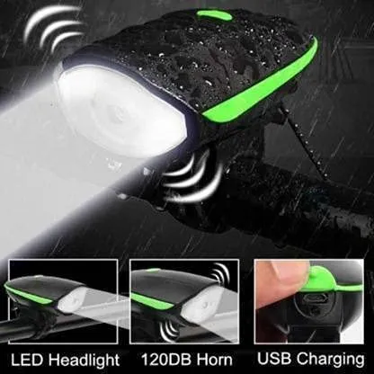 Best Deals 2 in 1 Rechargeable Cycle Light and Horn with Cycle Tail Light LED Cycle Light for Bicycle Front Rear Light Combo Cycle Lights for Bicycle 1