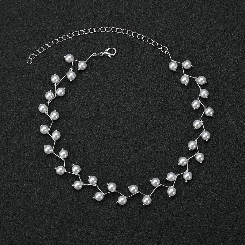 Trendy Fashionable Pearl Choker Necklace for Women Simple New Collection - Rhinestone Charm Chain Necklaces for Girls Party Accessory 3