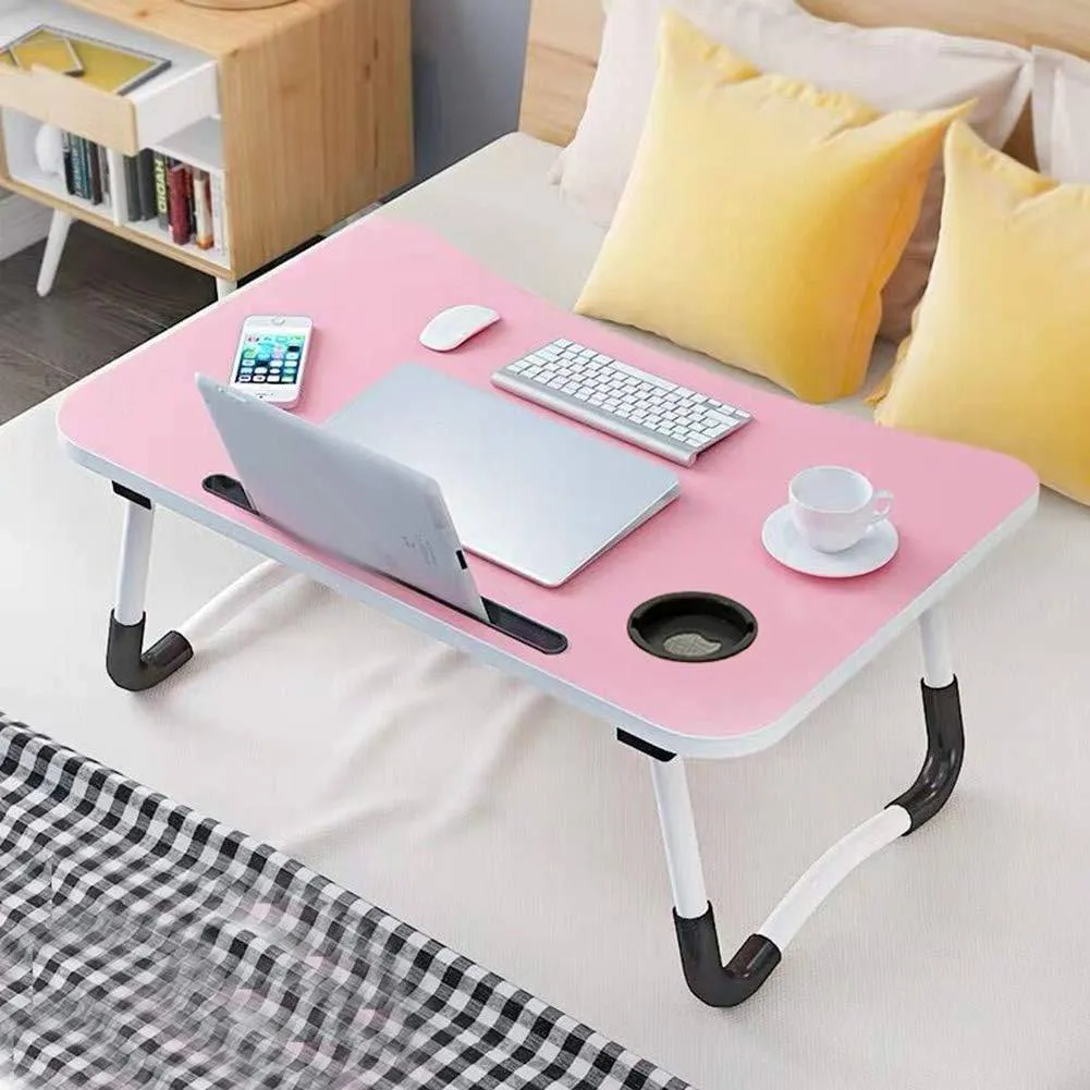 Foldable Laptop Table-Pink For Reading, Writing, Eating, On Bed 4