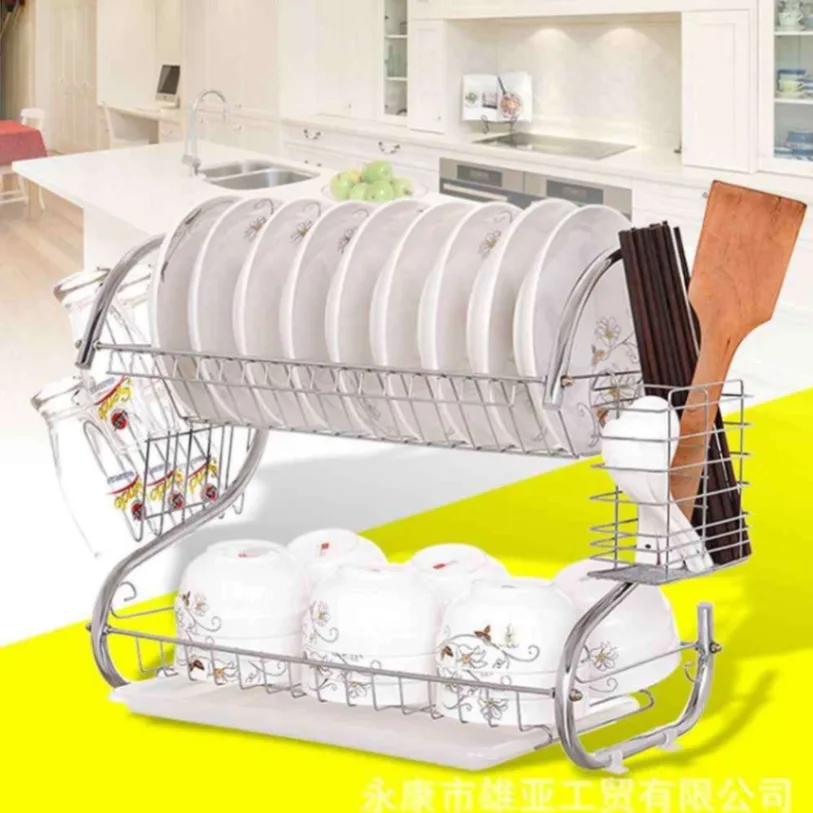 2 Layer Stainless Dish Drainer Rack 3