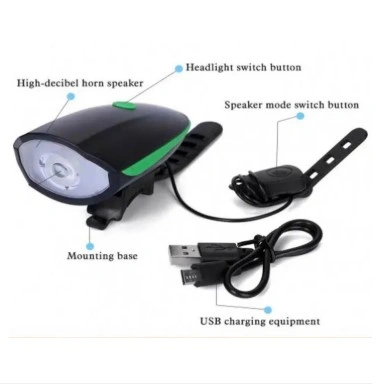 2 in1 USB Bicycle Light Set Rechargeable LED Bike Front Light with Horn and Rear Back Tail Light Super Power Waterproof Safety Cycling Light Bicycle Accessories 2