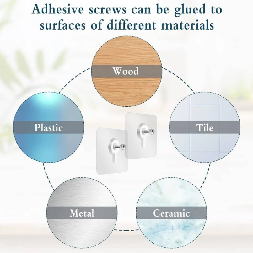 10pcs Self Adhesive Nut Screw Wall Hook, Adhesive Wall Screw Hook Hanger 4