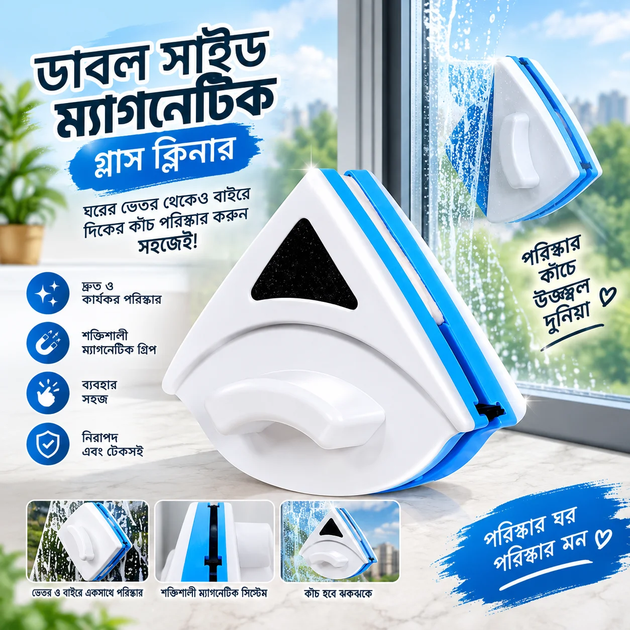 Magnetic Window Glass Cleaner – Double-Sided Glass Cleaning Tool 3