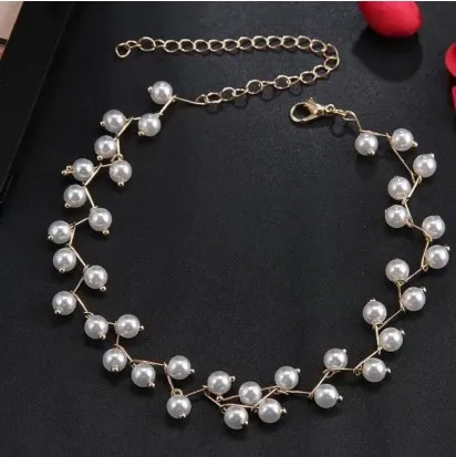 Trendy Fashionable Pearl Choker Necklace for Women Simple New Collection - Rhinestone Charm Chain Necklaces for Girls Party Accessory 1