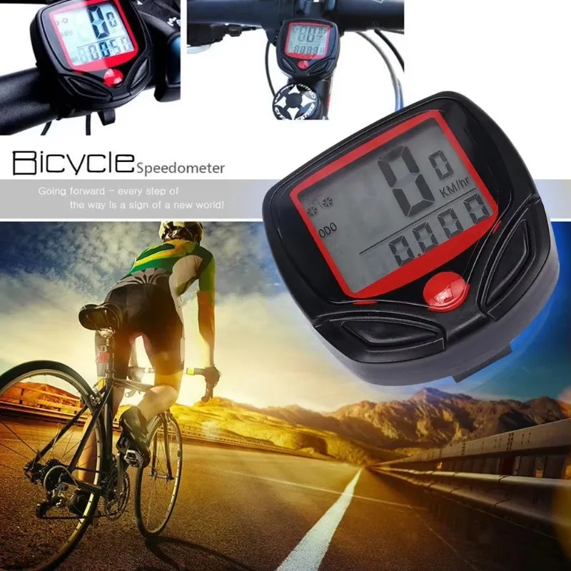 Bicycle Computer Odometer Speedometer Waterproof LCD Display Lightweight Multi Function Cycling Accessory Auto Sleep Wake Up Mode Speed Monitor Easy Install Read Red Black 2