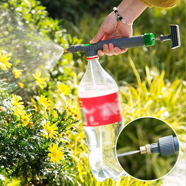 Garden Watering Tool High Pressure Air Pump Manual Sprayer Adjustable Drink Bottle Spray Head Nozzle 3