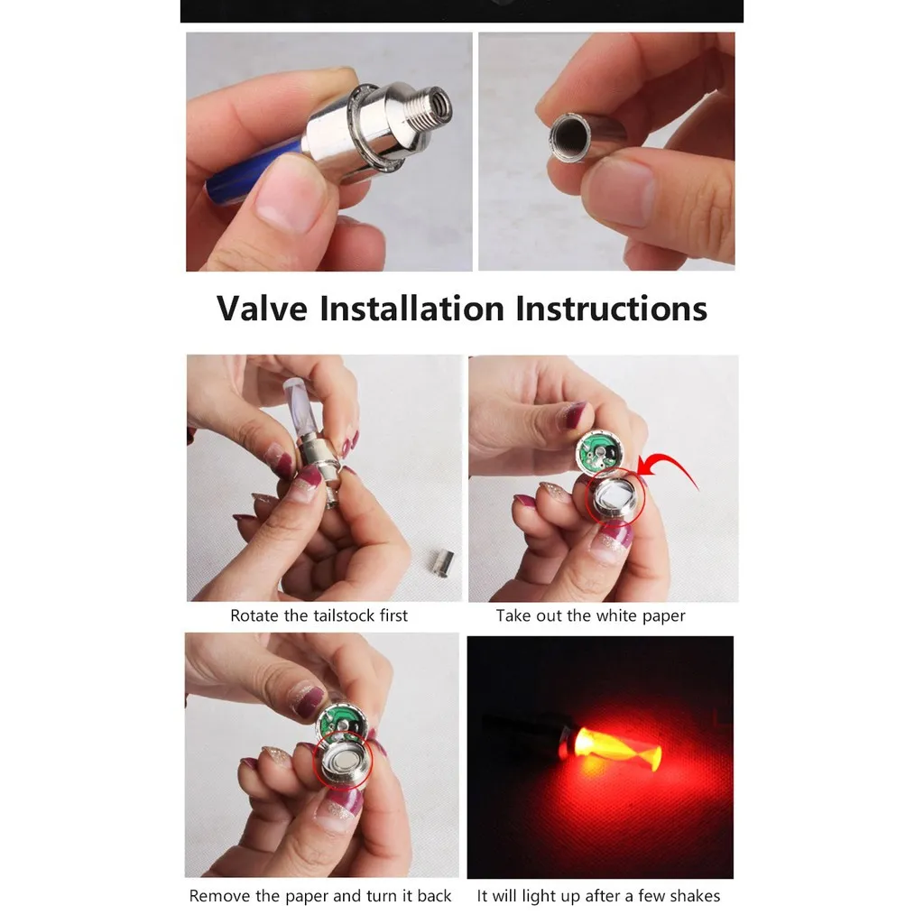 LED Flash Light Lamp Bike Car Tire Tyre Wheel Valve Sealing Caps Lampu Tayar basikal 3