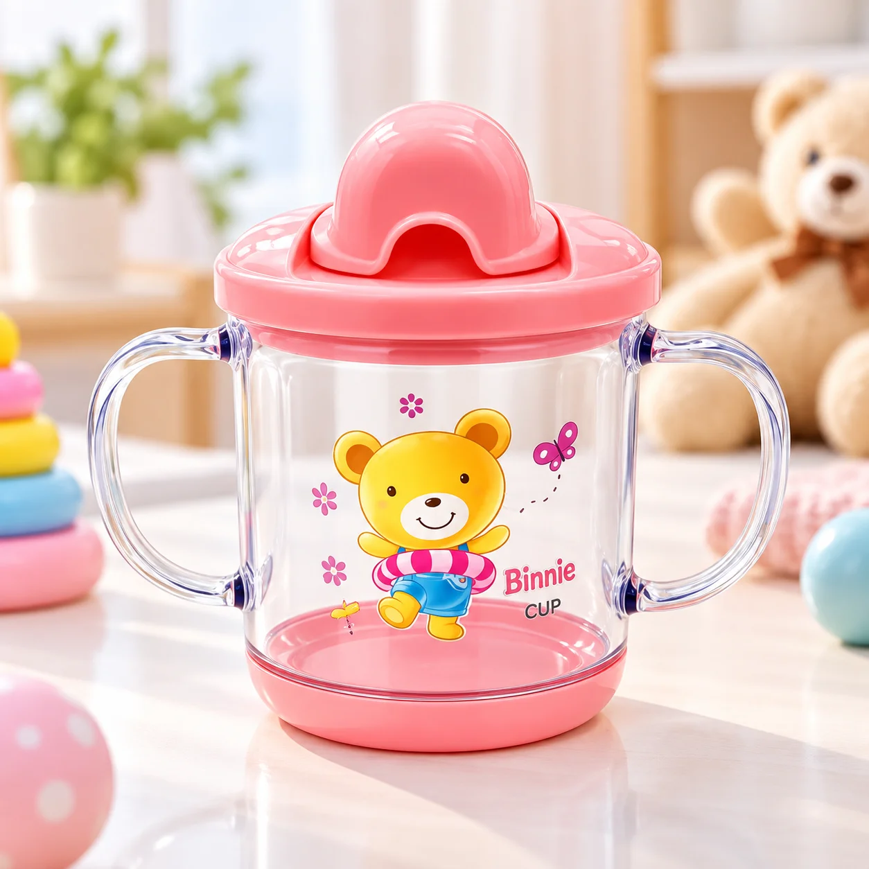Binie Baby Mum Pot 200ml, Baby Water Bottle, Kids Water Bottle Double Handle 2