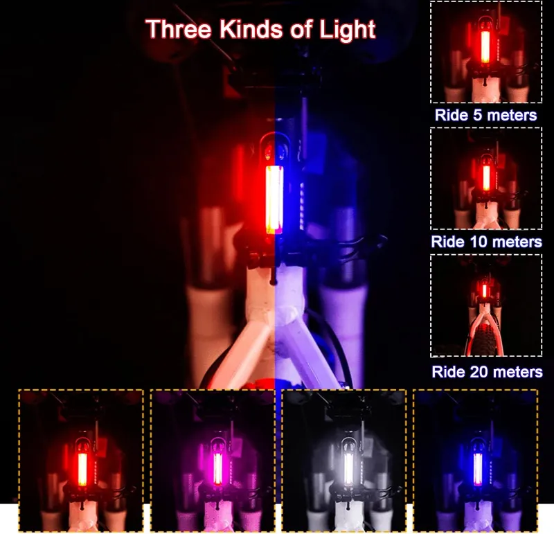 Bike Light 100 Lumens Bike Rear Light USB Rechargeable LED Bicycle Tail Light Waterproof Cycling Safety Flashlight with 5 Modes 2