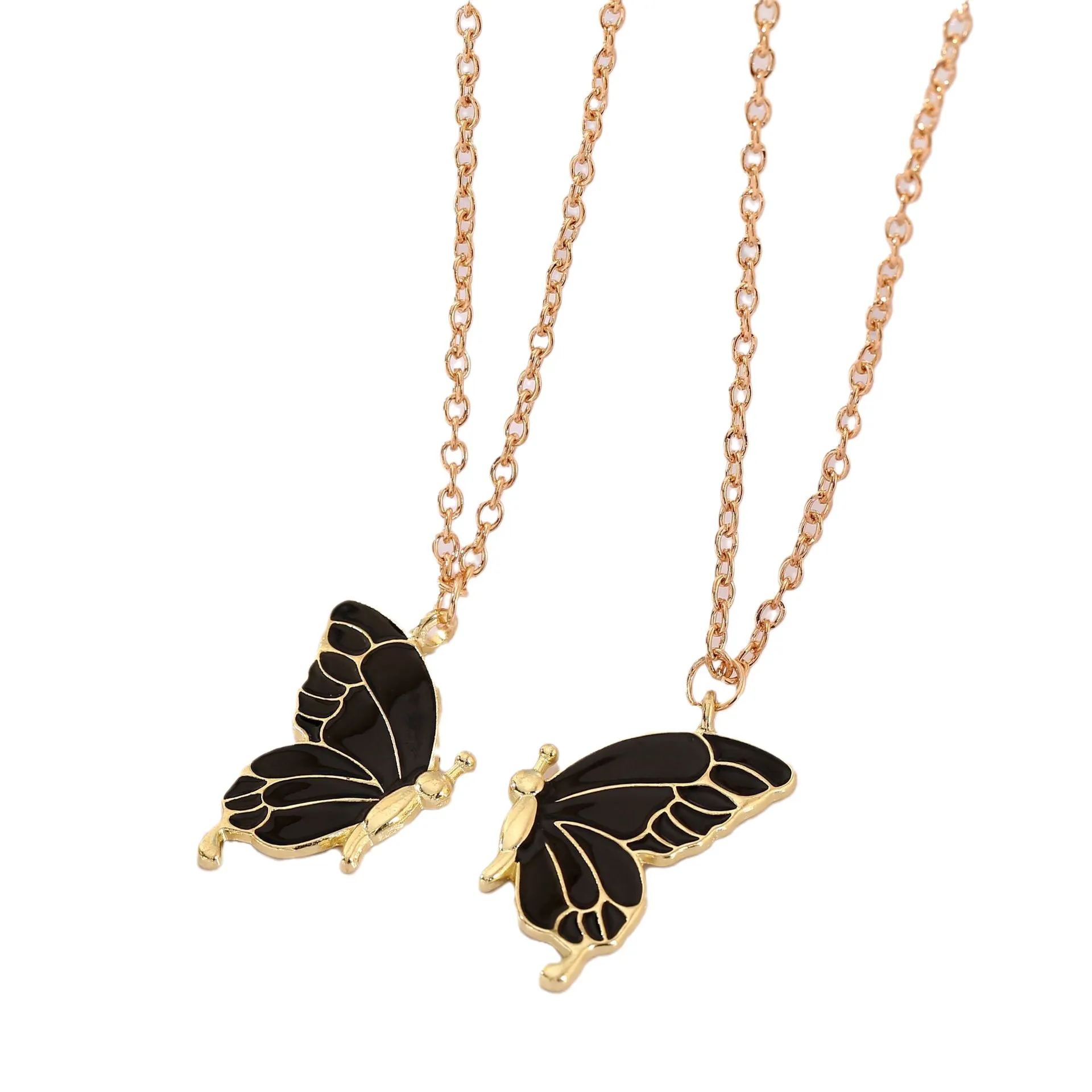 Trendy 2 Pcs/set Butterfly Necklace for Couple Gift - Butterfly Pendant Card Necklaces for Girls Simple Stylish - Chain Necklace for Women New Collection - Gifts for Best Friend. 3