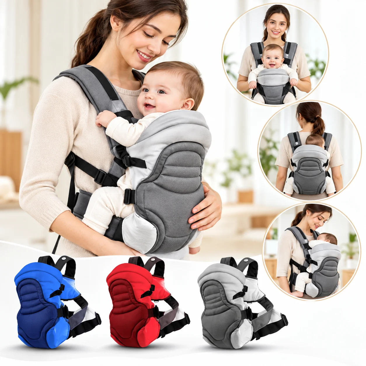 Chicco Soft & Dream Baby Carrier – Ergonomic Front & Back Baby Carrier for 0–18 Months (0–9 KG) 2