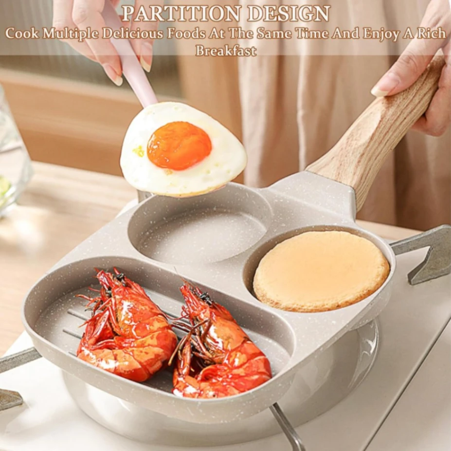 Breakfast Frying Pan,, Cooking Fry Pan fo Nonstick Egg Frying Pan, 3-in-1 Nonstick Panr Breakfast, 1