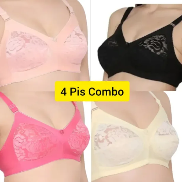 4 Pieces of Standard Quality Full Half Net Bra for Women & Girls 1