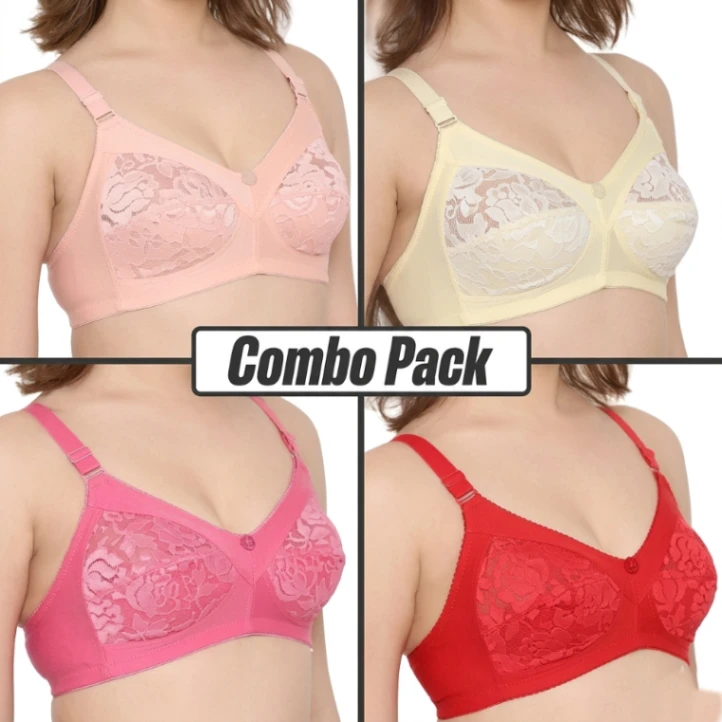 4 Pieces of Standard Quality Full Half Net Bra for Women & Girls 1