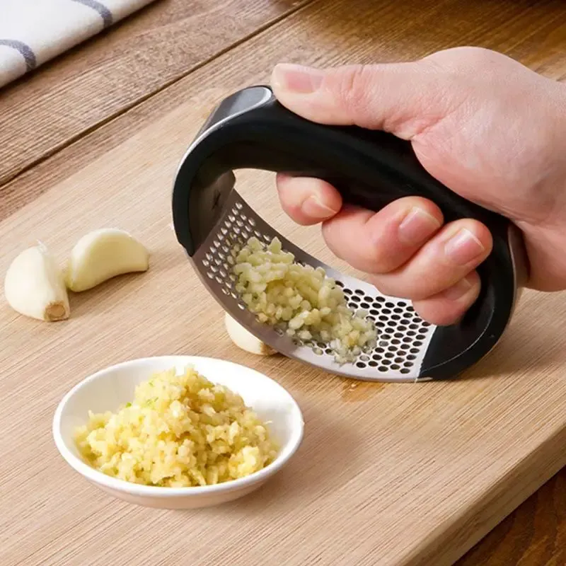 Garlic Press Chopper and Mincer, Stainless Steel Garlic Crusher Ginger Mincer Squeezer Press Chopper with Handle 1