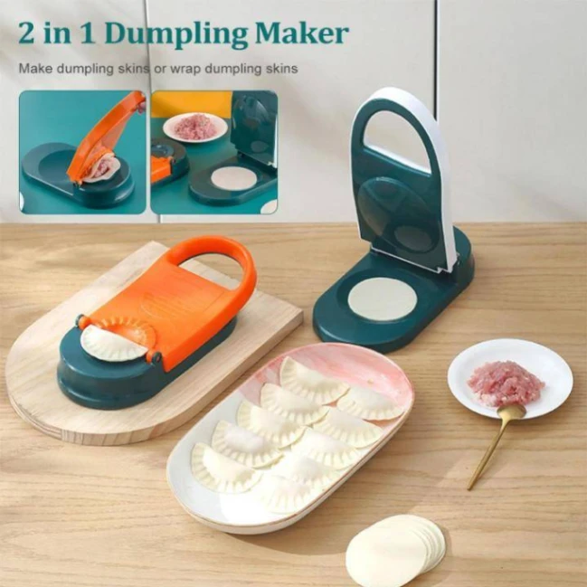 Dumpling and Pitha Maker Dough Pressing Mold - Orange and Blue 1