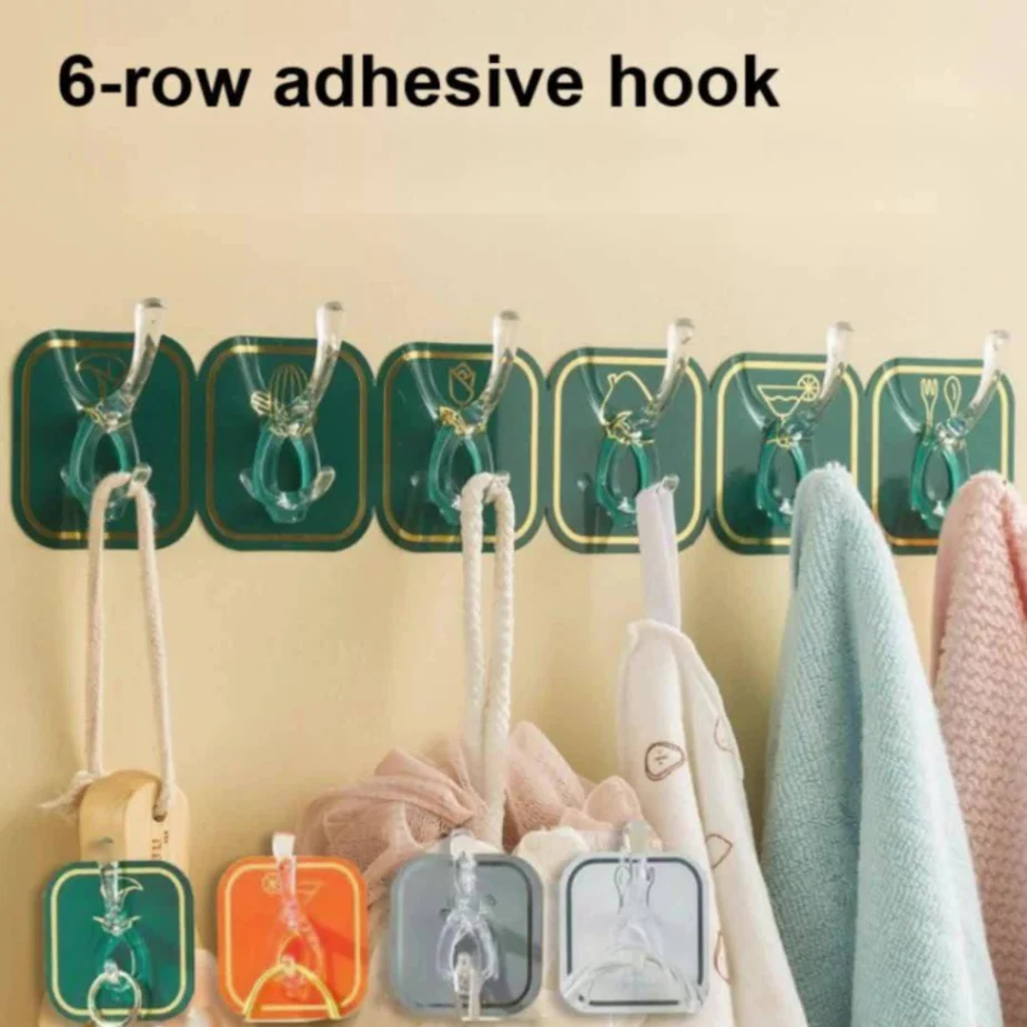 6Pcs Self Adhesive Hook Key Storage Hanger for Kitchen Bathroom Door Wall 1
