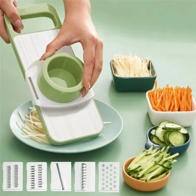 5 in 1 Stainless Steel Vegetable Cutter – Multi Function Slicer, Grater & Chopper for Kitchen 1