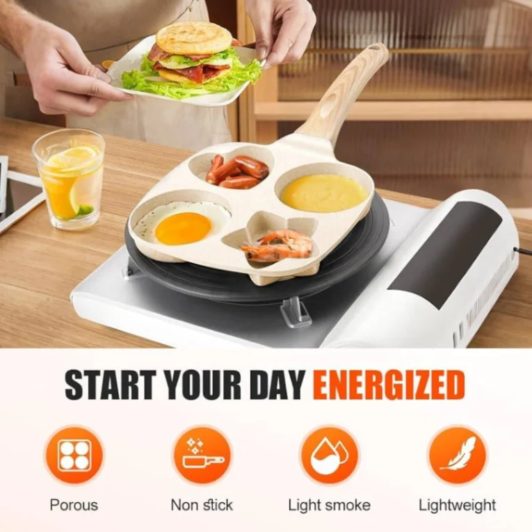 Breakfast Frying Pan, Nonstick Egg Frying Pan, 4-in-1 Nonstick Pan, Cooking Fry Pan for Breakfast 1