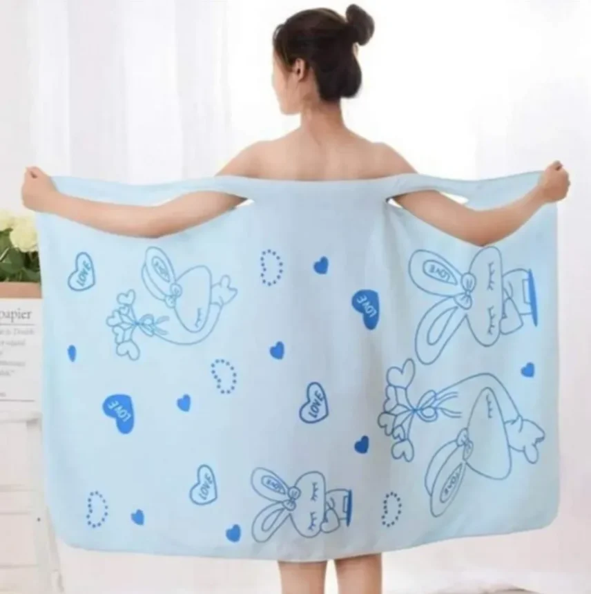Women Bath Towels, Wearable Dress Beach Adults Bath Gown SPA Sling Robes Home & Nightwear Microfiber Women Bathrobe 1