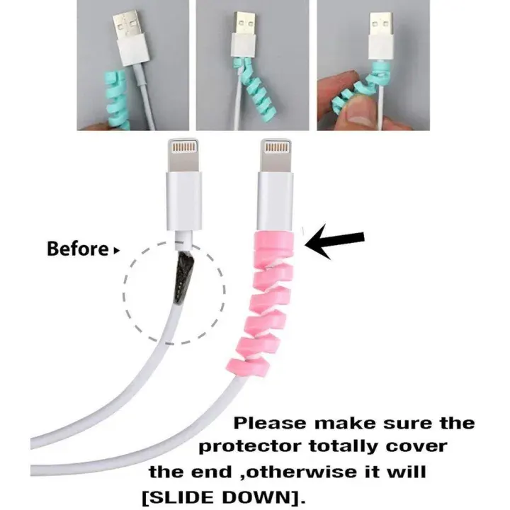 Universal Twist Charging Cable Protector Saver Cover For USB Charger Cable Cord Protective Sleeve For Phones Computer 5piece 1