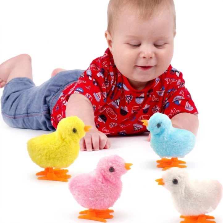 1pcs Baby Chicken Toy, Baby Chicken Wind-up Toy - Chicken Toys For Kids | Easter Wind Up Chick Toys, Wind-Up Jumping Cute Chicken, Plush Chicks Toys For Toddlers Party Favors 1