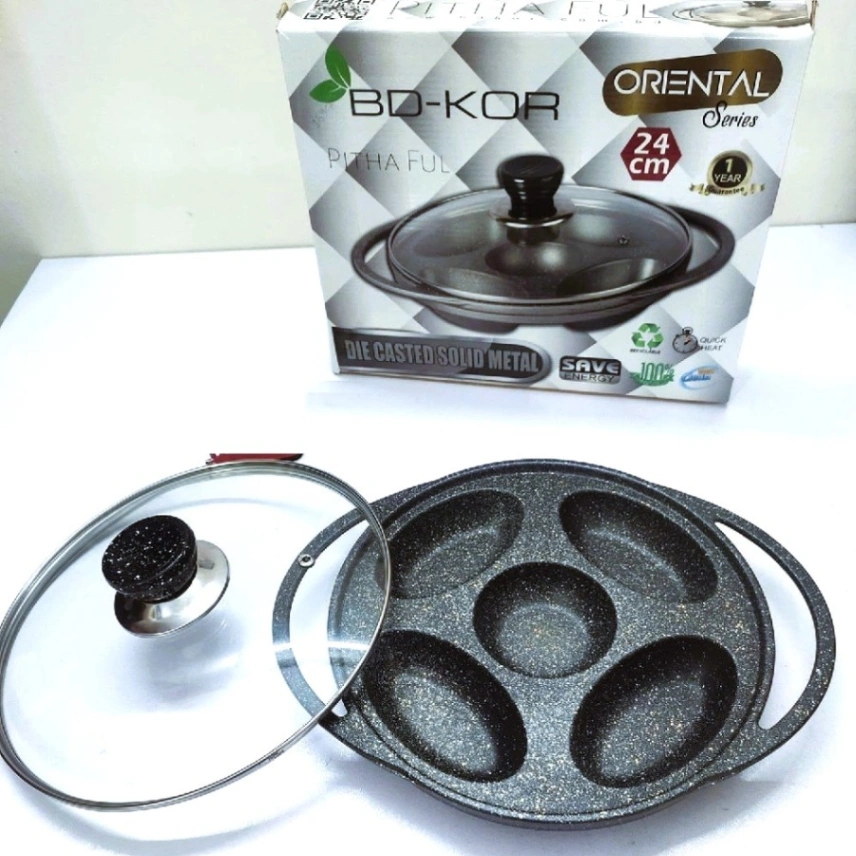 Non stick pitha pan with glass lid, Bd-Kor Pitha ful 1