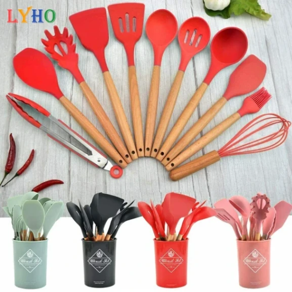 12 Pcs Silicone Kitchen Spoon Set 6