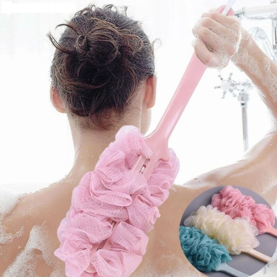 Long Handle Bath Sponge Shower Brush Back Scrubber For Shower Soft Mesh Body Back Cleaner Washer Body Bath Massage Brush 6