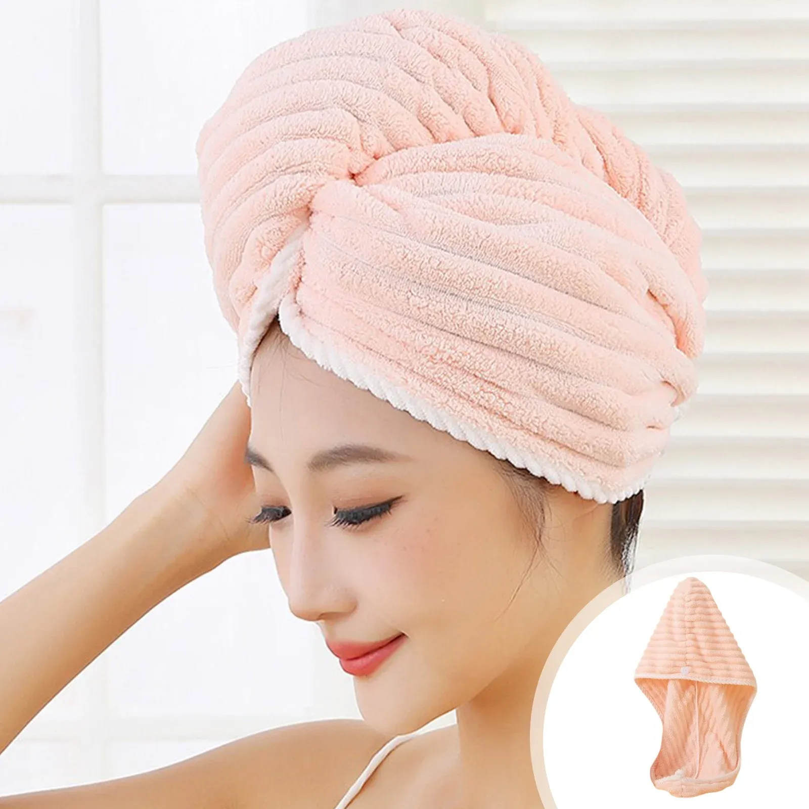 Super Absorbent, Quick Drying Hair Towel, Microfiber Hair Dry Cap 2